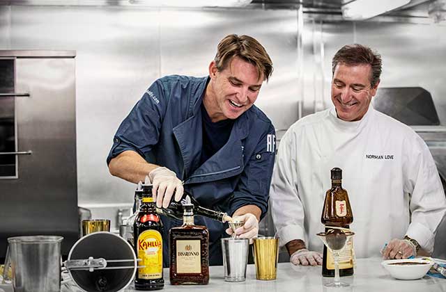 Rob Floyd and Norman Love collaborating on new chocolate cocktails.